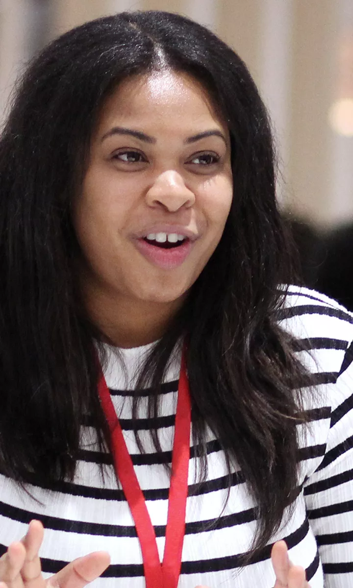 Young woman talking in office