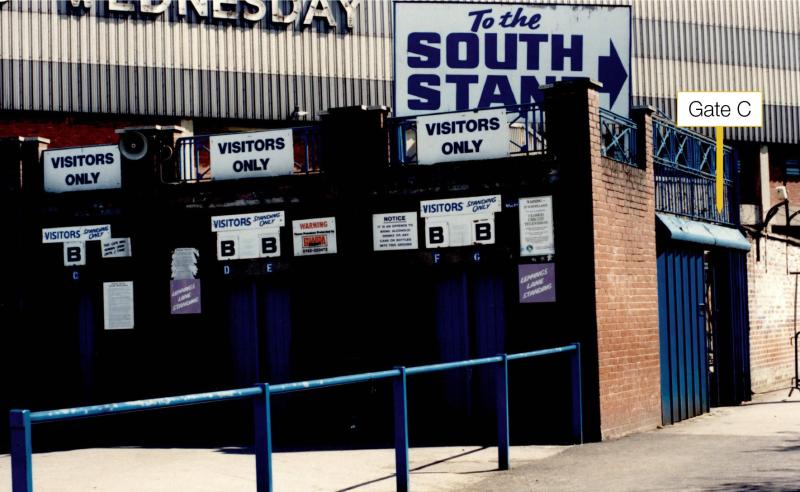 Gate C and the surrounding area at the Leppings Lane end of Hillsborough Stadium