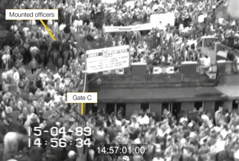 The area around Gate C at Hillsborough Stadium at 14:57:01