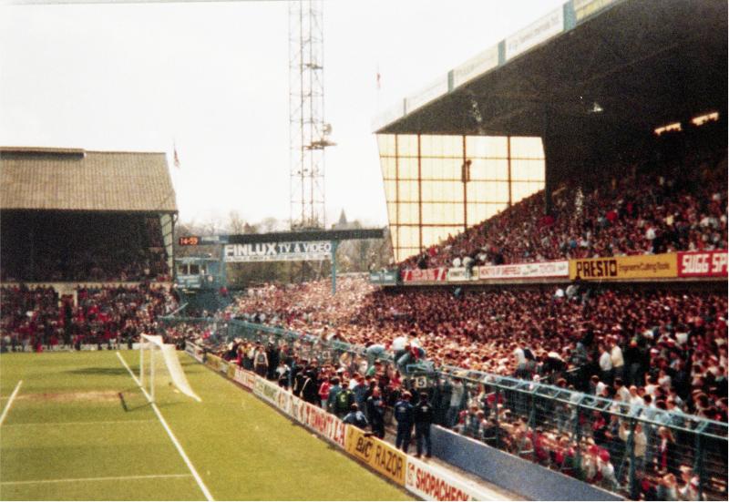 The West Terrace at Hillsborough Stadium at 2.59pm