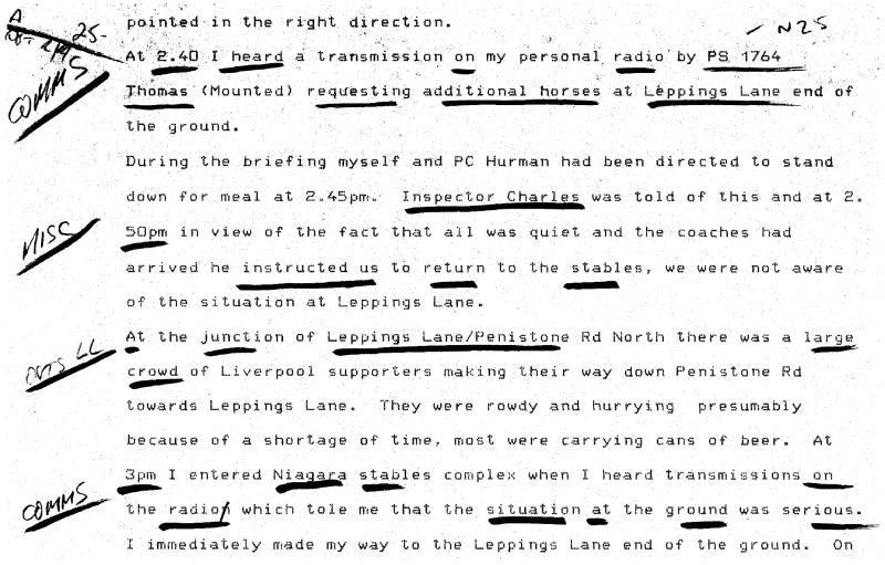 Indexing marks on an officer’s account