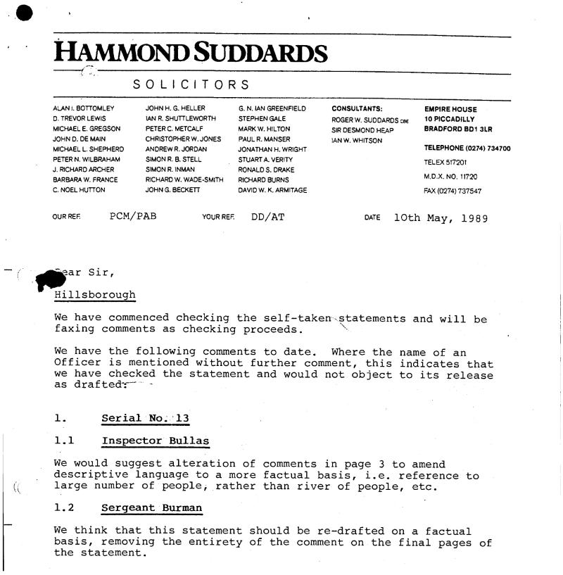 Extract from first fax sent as part of the review process